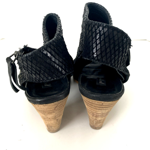 Paul Green Cayenne Peep Bootie Boot Textured Black Leather Snake 5 UK 7.5 US - Picture 7 of 9